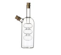 Bouteille d'huile et de vinaigre en verre avec un design élégant de bulle - Distributeur d'huile fait à la main avec bouchon en liège - Carafe de vinaigre et d'huile de luxe - Transparent