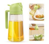 Bouteille d'huile multifonction 2 en 1 de 450 ml, flacon pulvérisateur d'huile en verre de grande capacité, bec verseur et pulvérisateur, spray d'huile pour friteuse à air chaud, distributeur de
