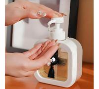 Bouteille distributrice de savon avec design mignon de chat dessin animé, avec un et blanc adorable. Bouteille de savon liquide hydratant avec pompe, convient pour la décoration de l'évier de cuisine 