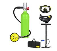 Bouteille D'oxygène De Plongée Sous-marine Capacité 1L Respirateur De Plongée Portable(Green bottle silver head)