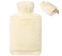 Bouteille Eau Chaude - 2L Grande Bouillotte avec Poche Kangourou,Caoutchouc Naturel,Bouillotte Peluche Pour, Bouillotte Chaude Chauffe Main/Ventre/Cou (jaune)