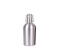 Bouteille en acier inoxydable de qualité supérieure, Growler de bière brassée à la maison, balançoire sécurisée, dessus, extérieur, 1 L, 2L, 304 SS (Color : Silver colored, Size : 1L)