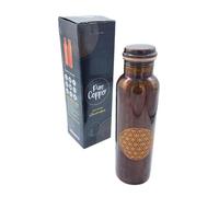 Bouteille en cuivre 900 ml - Bouteille en cuivre de qualité supérieure 99,9 % pur - Gourde ayurveda pour eau - Fabriquée à la main en Inde - Différents designs (design vintage cuivre - Fleur de vie)