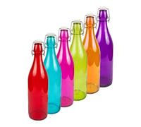 Bouteille en verre 1L Décoration 6 couleurs Multicolore de bouteille avec bügerlverschluss Lot de 4 bho1 K