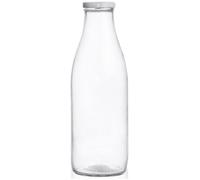 Bouteille en verre 1L - ORION - Avec bouchon - Haute qualité - 26 cm hauteur - 8 cm diamètre - Hermétique - Transparente