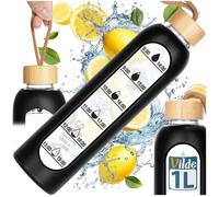 Bouteille verre 1 L noire, housse silicone