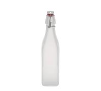 Bouteille en verre 500 ml 'Swing', carrée, blanche, ouverture : bouchon à levier