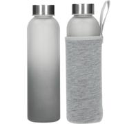 Bouteille en verre avec housse "Iced" Bouteille d'eau Bouteille de boisson avec housse 0,45l transparent/gristransparent