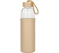 Bouteille en verre avec housse "Natural" Bouteille d'eau avec couvercle en bambou - la bouteille hygiénique et écologique pour les voyages 0,7l transparent - Transparent