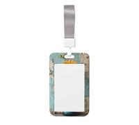 Bouteille en verre bleu avec porte-badge coulissant en forme de tournesol en plastique rigide pour cartes de travail, porte-nom pour infirmières et bureau