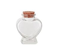 Bouteille en verre en forme de cœur avec bouchon en liège - Bouteilles décoratives en verre avec couvercle en liège - Mini message - Pour lune de miel - Cadeau pour loisirs créatifs, décoration de