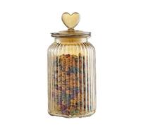 Bouteille en verre forme de cœur, pot scellé avec couvercle, récipient stockage des aliments cuisine, noix, grains café, bonbons, boîte transparent, décoration la maison pour Céréales(Color3 1350ml)