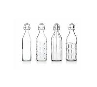 Bouteille en verre - IBILI - 740101 - 1 L - avec bouchon - transparente style rétro