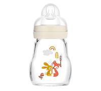 Bouteille en Verre MAM - Tétine Moyenne Taille 2, Essentiels pour Bébés, Blanc, 170 ml, 1 Unité