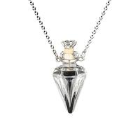 Bouteille en verre pour huiles essentielles, collier avec petites bouteilles à souhaits avec chaîne en acier, collier d'anniversaire en verre G, collier liquide homme en forme de cœur sang, taille