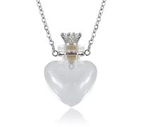 Bouteille en verre pour huiles essentielles, collier avec petites bouteilles à souhaits avec chaîne en acier, collier d'anniversaire en verre G, collier liquide homme en forme de cœur sang, taille