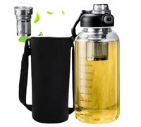 Bouteille en verre réutilisable de 1 litre - Bouteille à thé avec infuseur à emporter avec housse en néoprène et passoire en acier inoxydable - Bouteille d'eau en verre pour le sport, le bureau