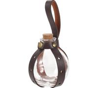 Bouteille en Verre Sphérique Médiévale avec Bouchon, Ambiance Halloween | Support en Faux Cuir Marron, Porte-bouteille à Ceinture, pour Liquides et Petits Trésors