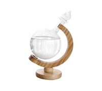 Bouteille en verre tempête - Globe prédicteur de temps avec base en bois - Baromètre prédicteur du temps avec style créatif, travaux manuels de décoration de bureau