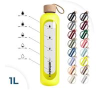 Bouteille en verre Wessper Activemax Crystalline avec couvercle en silicone 1L - Jaune