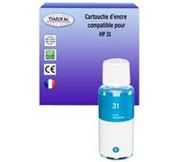 Bouteille encre compatible avec HP 31 pour HP Smart Tank Plus 651 - Cyan - 70ml - T3AZUR