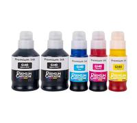 Bouteille Encre GI-40 GI-41 GI-43 GI-46 GI-490 GI-50 GI-51 GI-53 GI-55 GI-56 GI-590 Noir Cyan Magenta Jaune Compatible pour Canon Maxify GX1050 GX2050 GX3050 Pixma G1400 Pack 5