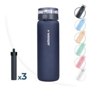Bouteille filtrante en verre borosilicaté Wessper ActiveMax Clarti Glass 680 ml - Gris + 3 filtres