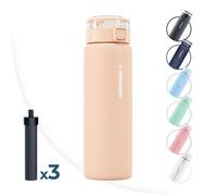 Bouteille filtrante en verre borosilicaté Wessper ActiveMax Clarti Glass Sans BPA 680 ml - Beige + 3x Cartouche filtrante
