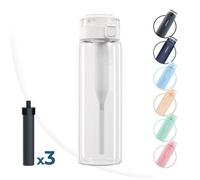 Bouteille filtrante en verre borosilicaté Wessper ActiveMax Clarti Glass Sans BPA 680 ml - Transparent + 3x Cartouche filtrante