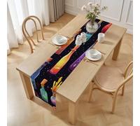 Bouteille Flottante Colorée Halloween Chemin de Table Lavable Facile d'entretien, Ciel Étoilé Halloween Chemin de Table pour Décorations de Table Armoires Dîner Cuisine Fête Mariage 30 x 100 cm