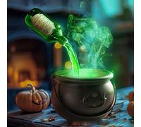 Bouteille flottante magique et diffuseur pour décoration d'Halloween - Pot de sorcière chauve-souris noire, décorations d'Halloween d'intérieur squelette sorcières avec chaudron pour décoration