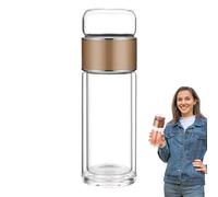 Bouteille infuseur à thé - 500 ml en verre à double paroi - Tasse à thé de voyage, gobelet portable avec filtre | Bouteilles de thé en vrac pour le camping, le bureau, la maison, l'extérieur, les