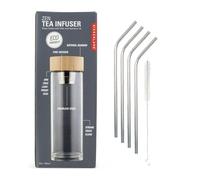 Bouteille infuseur de thé + 4 pailles en inox Youdoit