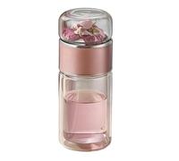 Bouteille infuseur de thé portable Infuseur verre, Séparation thé-eau | Bouteille Infuseur À Thé Portable Passoire Infuseur Amovible Gobelet Portable Pour Thé En Vrac Café Cold Brew Or Rose 280 ml