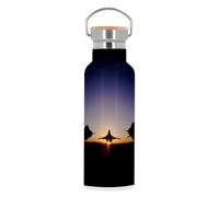 Bouteille Inox Gourde Thermo Isotherme - Avion de Chasse Militaire Jet Combat US Army Coucher de Soleil - 500 ml (17 oz)