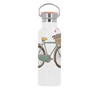Bouteille Inox Gourde Thermo Isotherme - Bike Lover Vélo Panier Fleurs Illustration Mignon - 500 ml (17 oz)