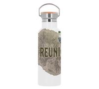 Bouteille Inox Gourde Thermo Isotherme - La Réunion 974 Ile Departement Carte Ancienne France - 500 ml (17 oz)