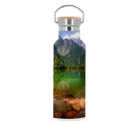 Bouteille Inox Gourde Thermo Isotherme - Lac de Montagne Eaux Limpides Vert - 500 ml (17 oz)