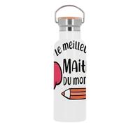 Bouteille Inox Gourde Thermo Isotherme - Le Meilleur Maitre du Monde Ecole Primaire Maternelle - 500 ml (17 oz)