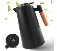 Bouteille isotherme 1'00 L, Cafetière isotherme - Théière isotherme avec affichage de la température - Verseuse à café bien scellée - Noir