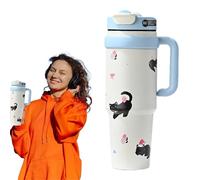 Bouteille Isotherme, 1000ml Bécher Anti-Fuites Avec Poignée, Gourde pour École, pour Femmes Hommes Garçons Filles Cafés Boissons Chaudes Froides