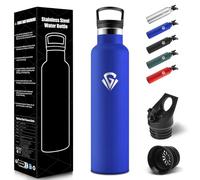 Bouteille Isotherme 1L, étanche sans BPA, Gourde Isotherme, Double Paroi, Gourde Metal, 18/8 Acier Inoxydable, Gourde Inox, avec Paille, Bouteille d'eau pour Sport, Randonnée, Bureau - Bleu roi