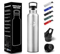 Bouteille Isotherme 1L, étanche sans BPA, Gourde Isotherme, Double Paroi, Gourde Metal, 18/8 Acier Inoxydable, Gourde Inox, avec Paille, Bouteille d'eau pour Sport, Randonnée, Bureau - Inox