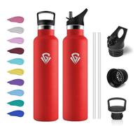 Bouteille Isotherme 1L, Gourde Acier Inoxydable, Gourde avec en Paille, sans BPA, Anti-Fuite, Réutilisable, Bouteille Isotherme pour Enfant, Adultes, Sport, Camping, Alpinisme, École, Colegio