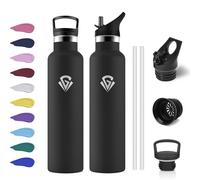 Bouteille Isotherme 1L, Gourde Acier Inoxydable, Gourde avec en Paille, sans BPA, Anti-Fuite, Réutilisable, Bouteille Isotherme pour Enfant, Adultes, Sport, Camping, Alpinisme, École, Colegio