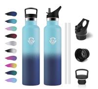 Bouteille Isotherme 1L, Gourde Inox avec Paille, Étanche & Réutilisable, Gourde Acier Inoxydable à Double Paroi Isolée, sans BPA, Bouteille pour Enfant, Adultes, Sport, Voyage, École, Cyclisme
