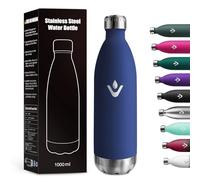 Bouteille Isotherme 1L, Métal Durable, Réutilisable, Bouteille d'eau sans BPA, Isolant sous Vide à Double Paroi, Gourde Isotherme Étanche pour École, Sport, Bureau, Gym, Yoga, Camping, Randonnée