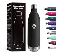 Bouteille Isotherme 1L, Métal Durable, Réutilisable, Bouteille d'eau sans BPA, Isolant sous Vide à Double Paroi, Gourde Isotherme Étanche pour École, Sport, Bureau, Gym, Yoga, Camping, Randonnée