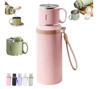 Bouteille Isotherme 2 En 1 En Acier Inoxydable 316 Avec Gobelet À Couvercle, Gourde Isolée Sous Vide Anti-Fuite, Thermos À Café Voyage À Large Ouverture 20,3 Oz / 600 Ml Pour École Et Sport(Pink)