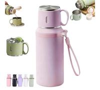 Bouteille Isotherme 2 En 1 En Acier Inoxydable 316 Avec Gobelet À Couvercle, Gourde Isolée Sous Vide Anti-Fuite, Thermos À Café Voyage À Large Ouverture 20,3 Oz / 600 Ml Pour École Et Sport(Purple)